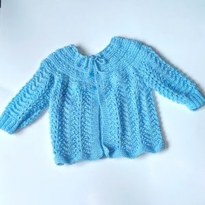 Soft baby blue cardigan sweater with a cute bow 18 to 24 months.